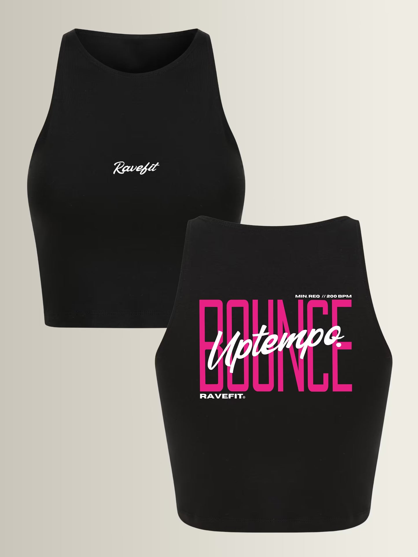 BOUNCE - Graphic Sleeveless Crop Top Black