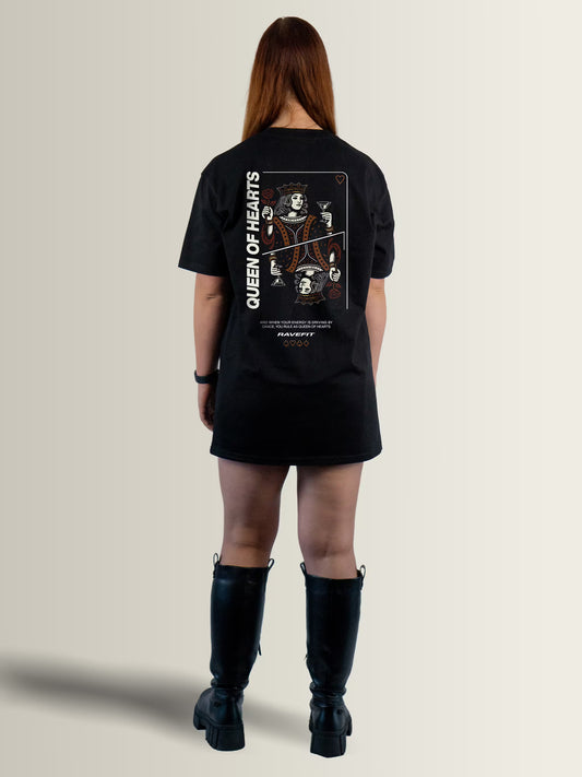 Queen of Hearts - Graphic T-Shirt Dress Black