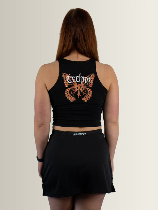 TECHNOMORPHO - Graphic Sleeveless Crop Top Black