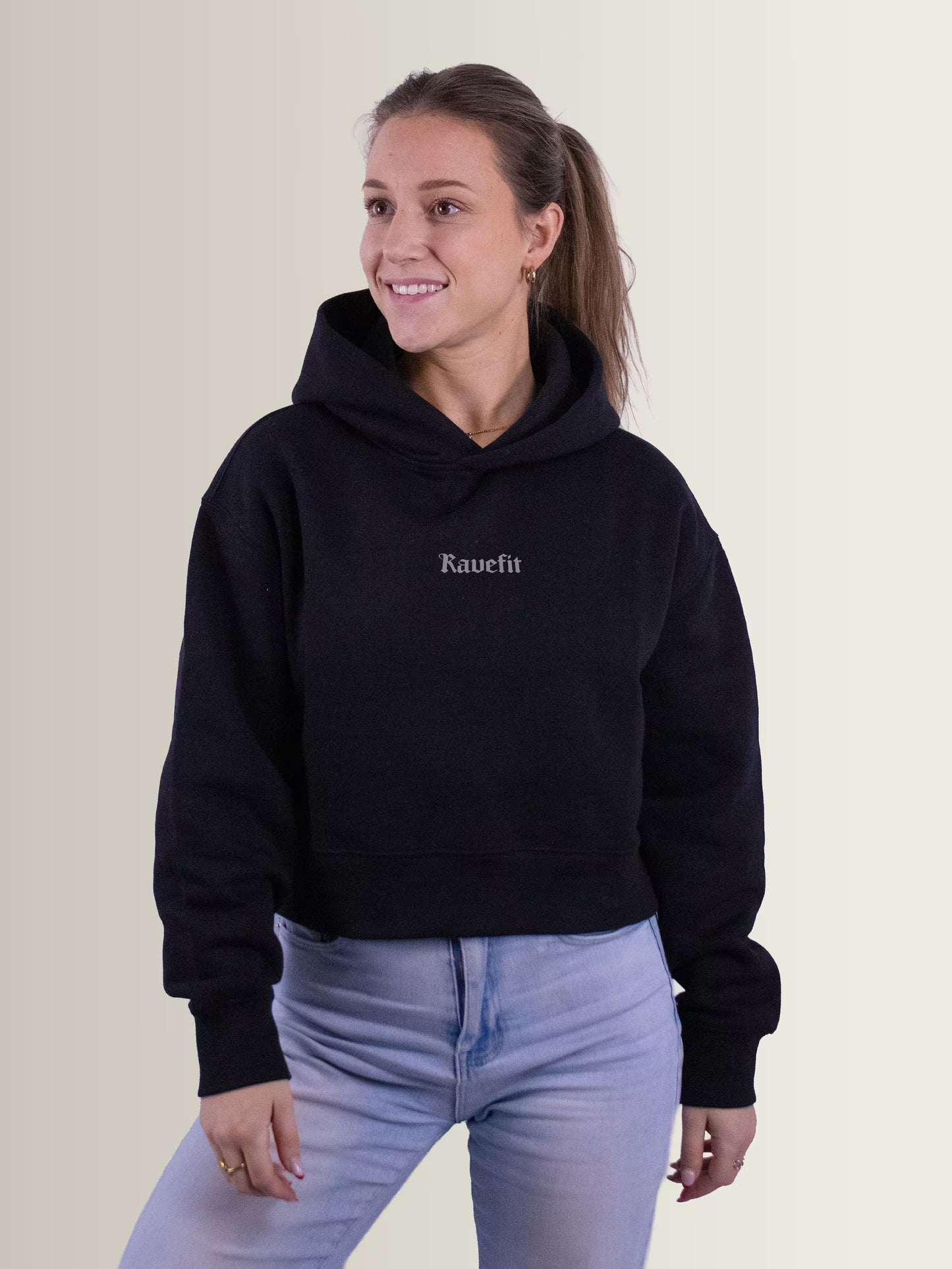 RaveFit® - Crop Hoodie Black