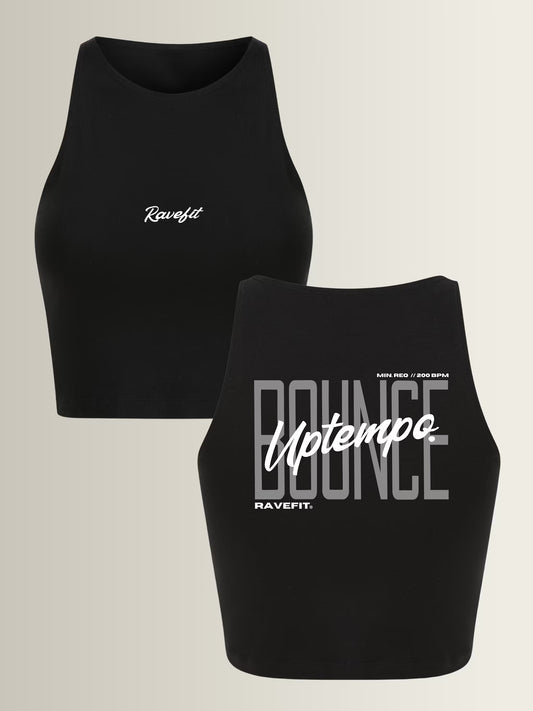 BOUNCE - Graphic Sleeveless Crop Top Black