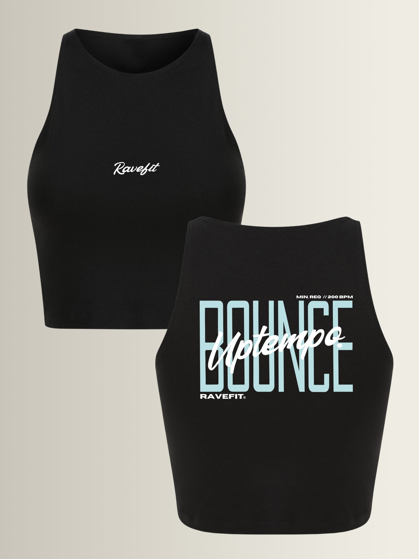BOUNCE - Graphic Sleeveless Crop Top Black