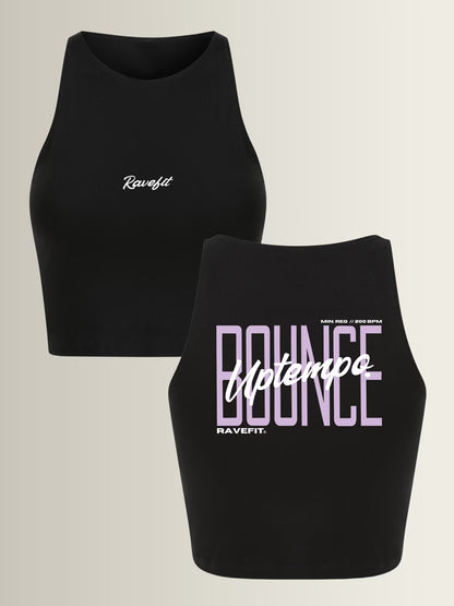 BOUNCE - Graphic Sleeveless Crop Top Black