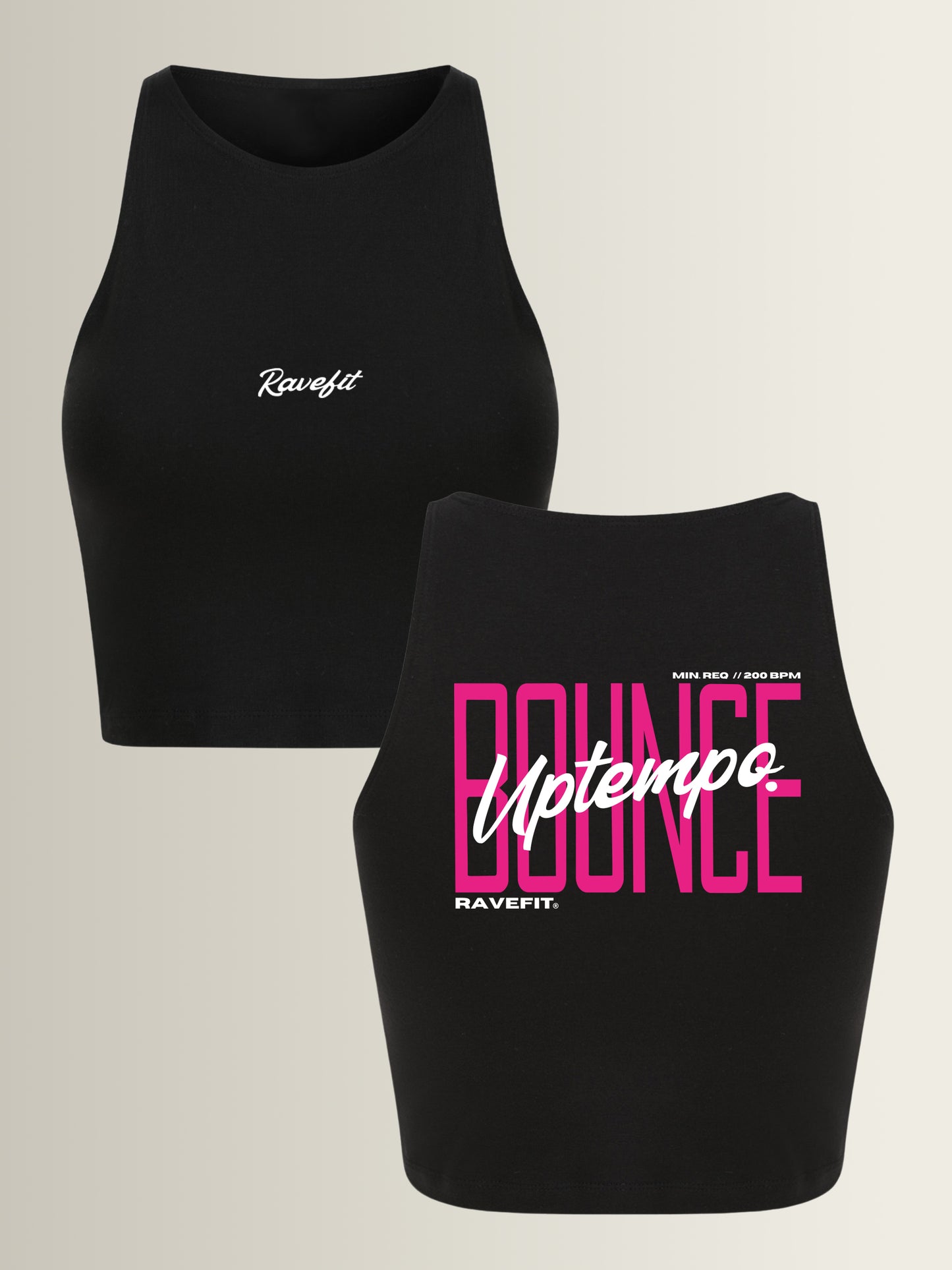 BOUNCE - Graphic Sleeveless Crop Top Black
