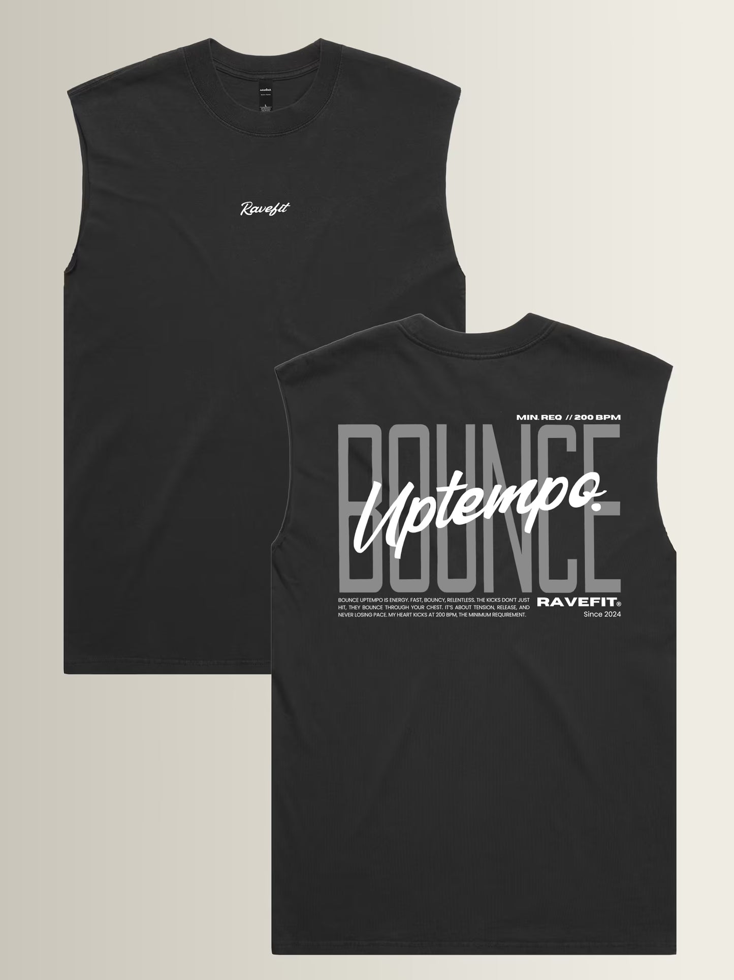 BOUNCE - Graphic Cut Off Tank Black