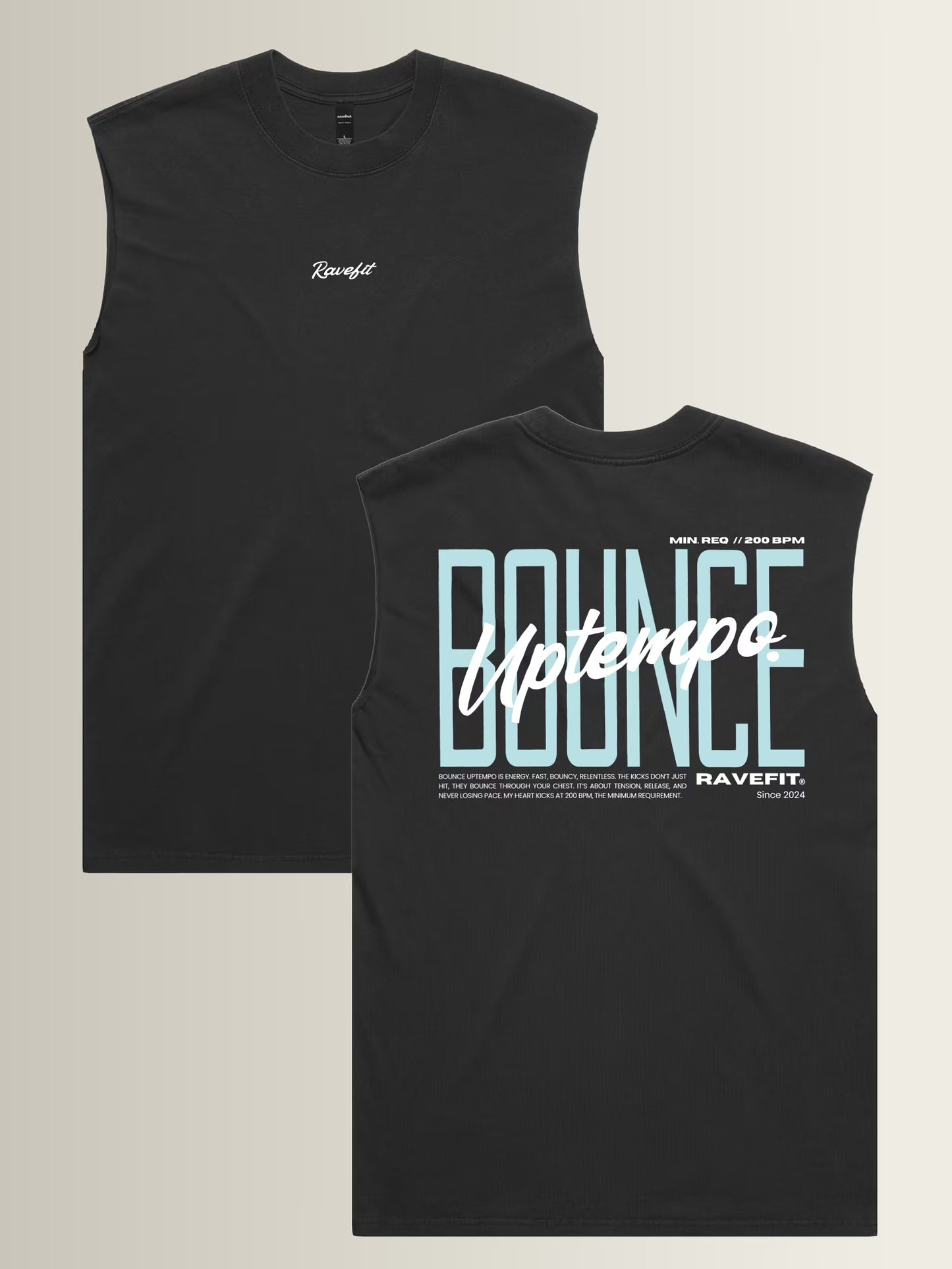 BOUNCE - Graphic Cut Off Tank Black
