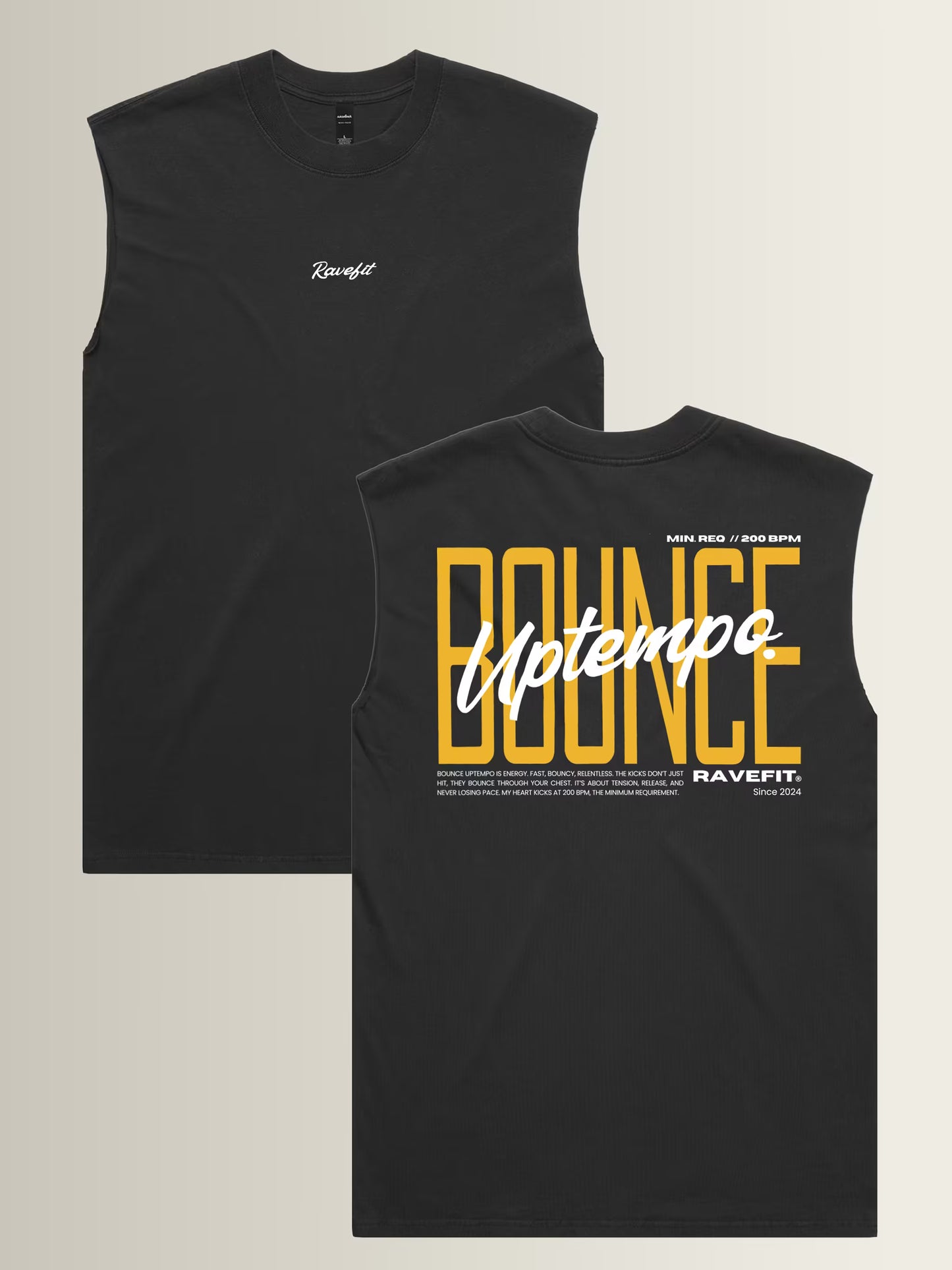 BOUNCE - Graphic Cut Off Tank Black