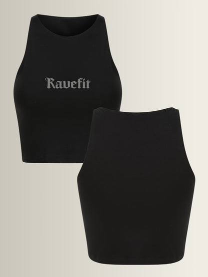 RaveFit® - Sleeveless Crop Top Black