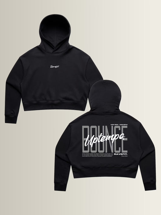BOUNCE - Graphic Crop Hoodie Black