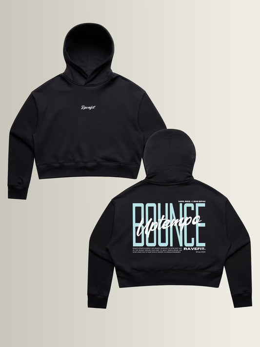 BOUNCE - Graphic Crop Hoodie Black