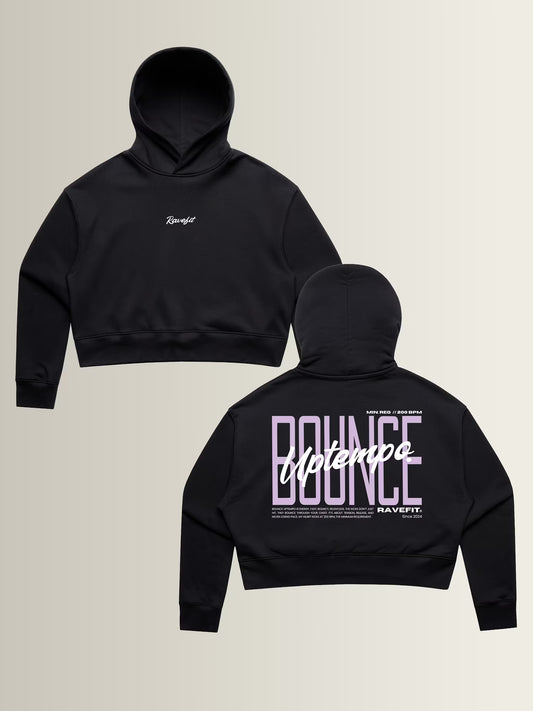 BOUNCE - Graphic Crop Hoodie Black