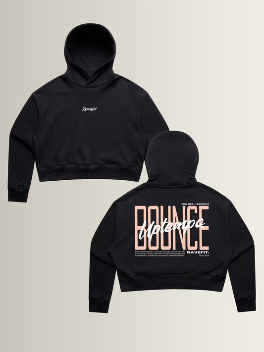 BOUNCE - Graphic Crop Hoodie Black