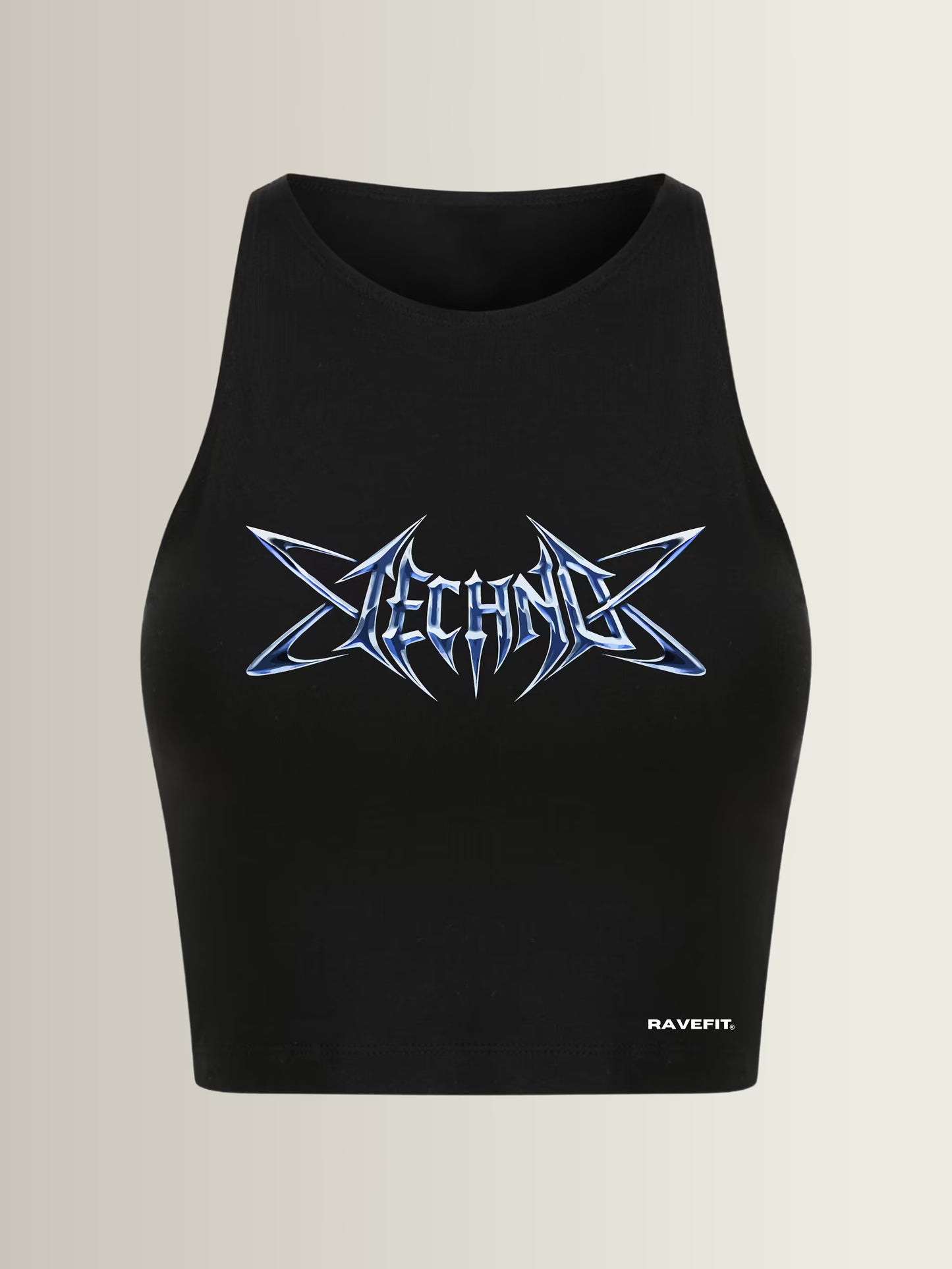 Techno Chrome - Sleeveless Crop Top Black