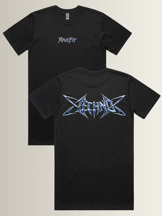 Techno Chrome - T-Shirt Dress Black