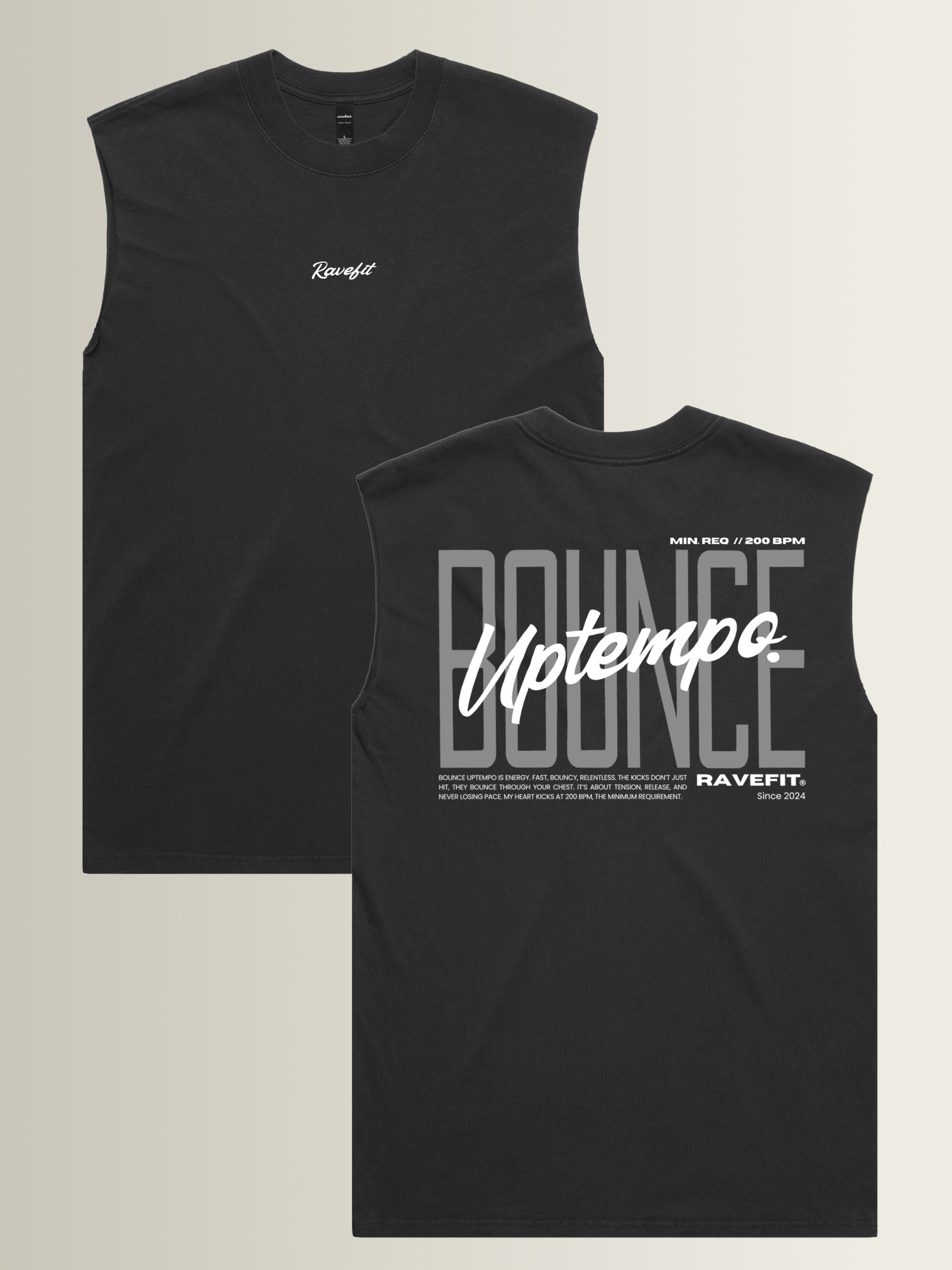 BOUNCE - Graphic Cut Off Tank Black