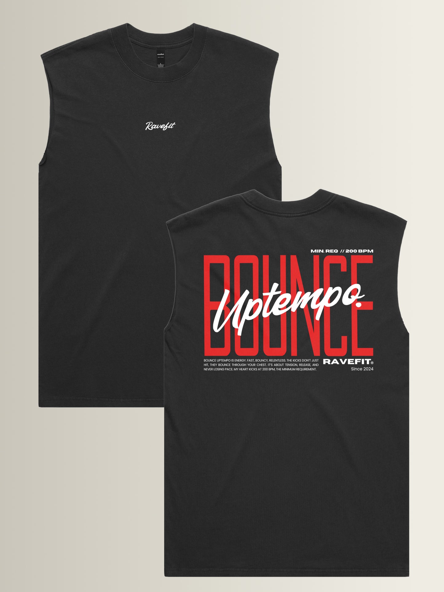 BOUNCE - Graphic Cut Off Tank Black