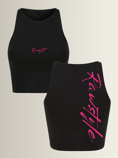 RAVEFIEND - Custom Sleeveless Crop Top Black