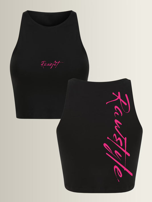 RAVEFIEND - Custom Sleeveless Crop Top Black