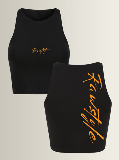 RAVEFIEND - Sleeveless Crop Top Black