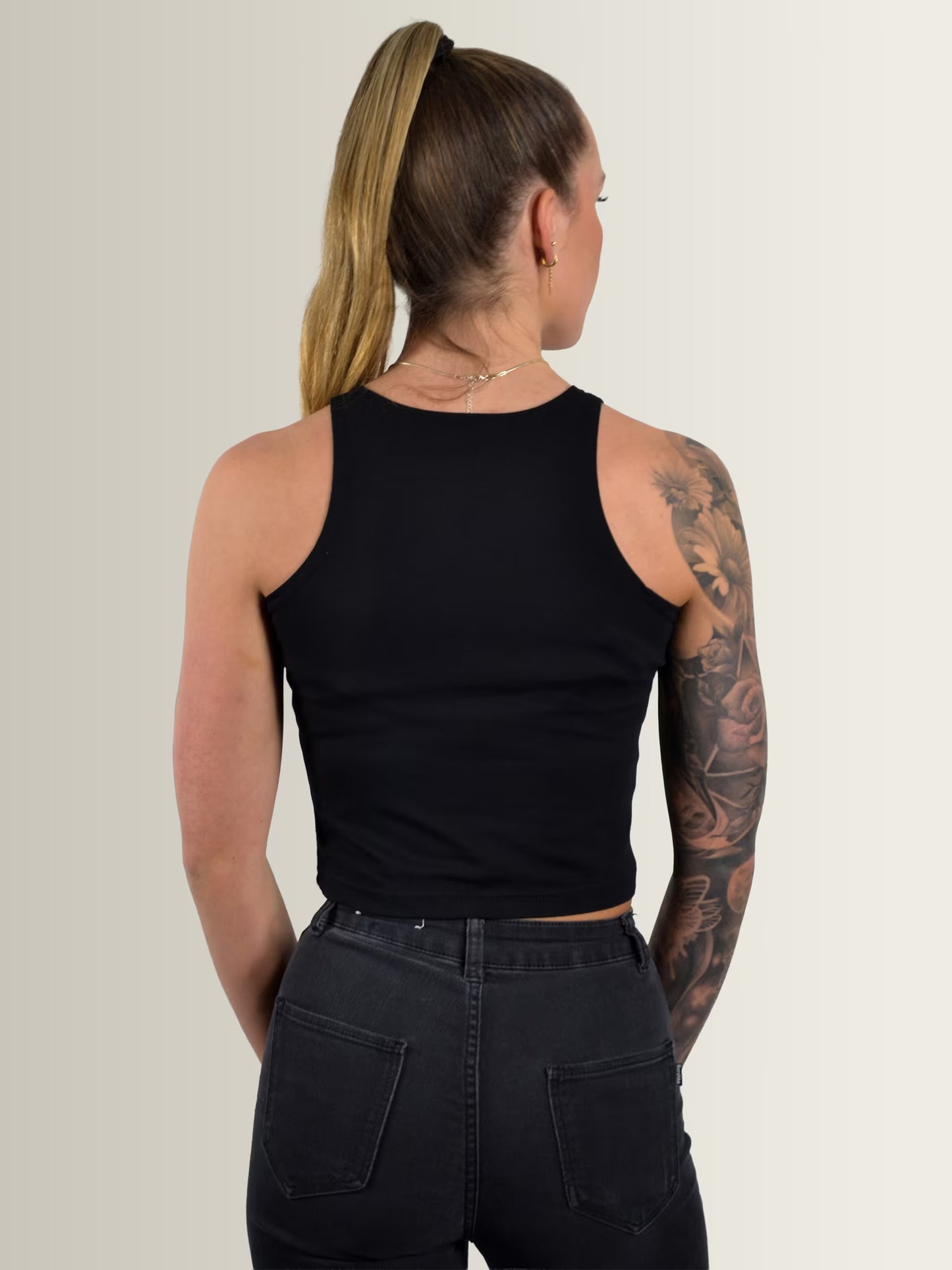 RaveFit® - Sleeveless Crop Top Black