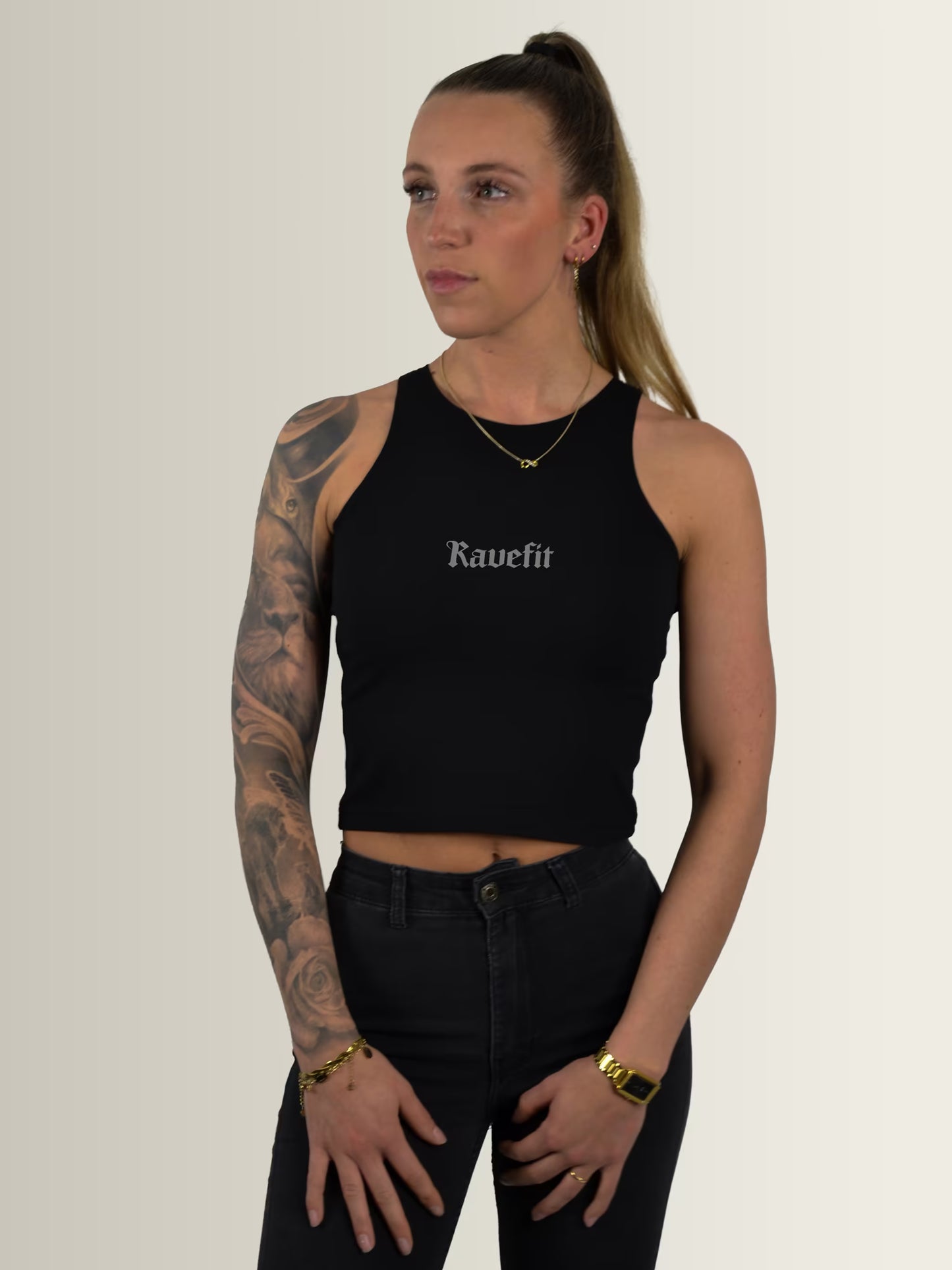 RaveFit® - Sleeveless Crop Top Black