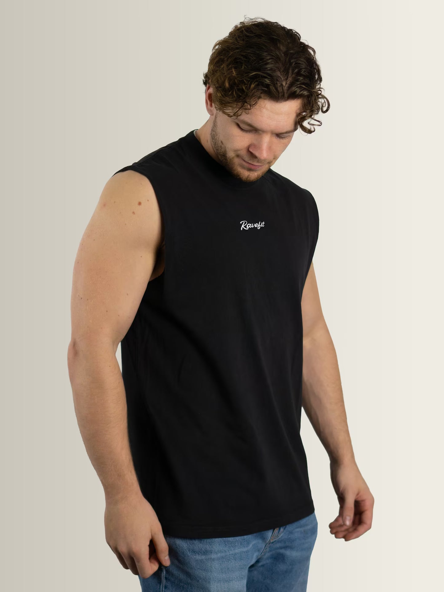 BOUNCE - Graphic Cut Off Tank Black