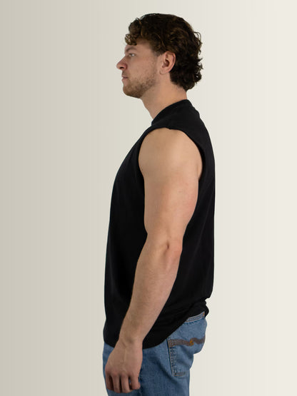 BOUNCE - Graphic Cut Off Tank Black