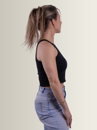 KLAPLONGEN - Sleeveless Crop Top Black